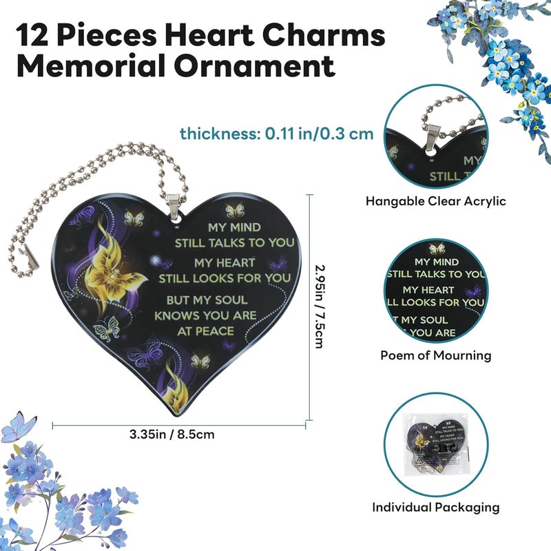 Vukehon Funeral Favors 50 Sets for Guests, Heart Charms | Memorial Prayer Cards for Celebration of Life Favors, Funeral Keepsakes for a Memorial Service, Bulk Ideas Sympathy Gifts Funeral Products - Image 2